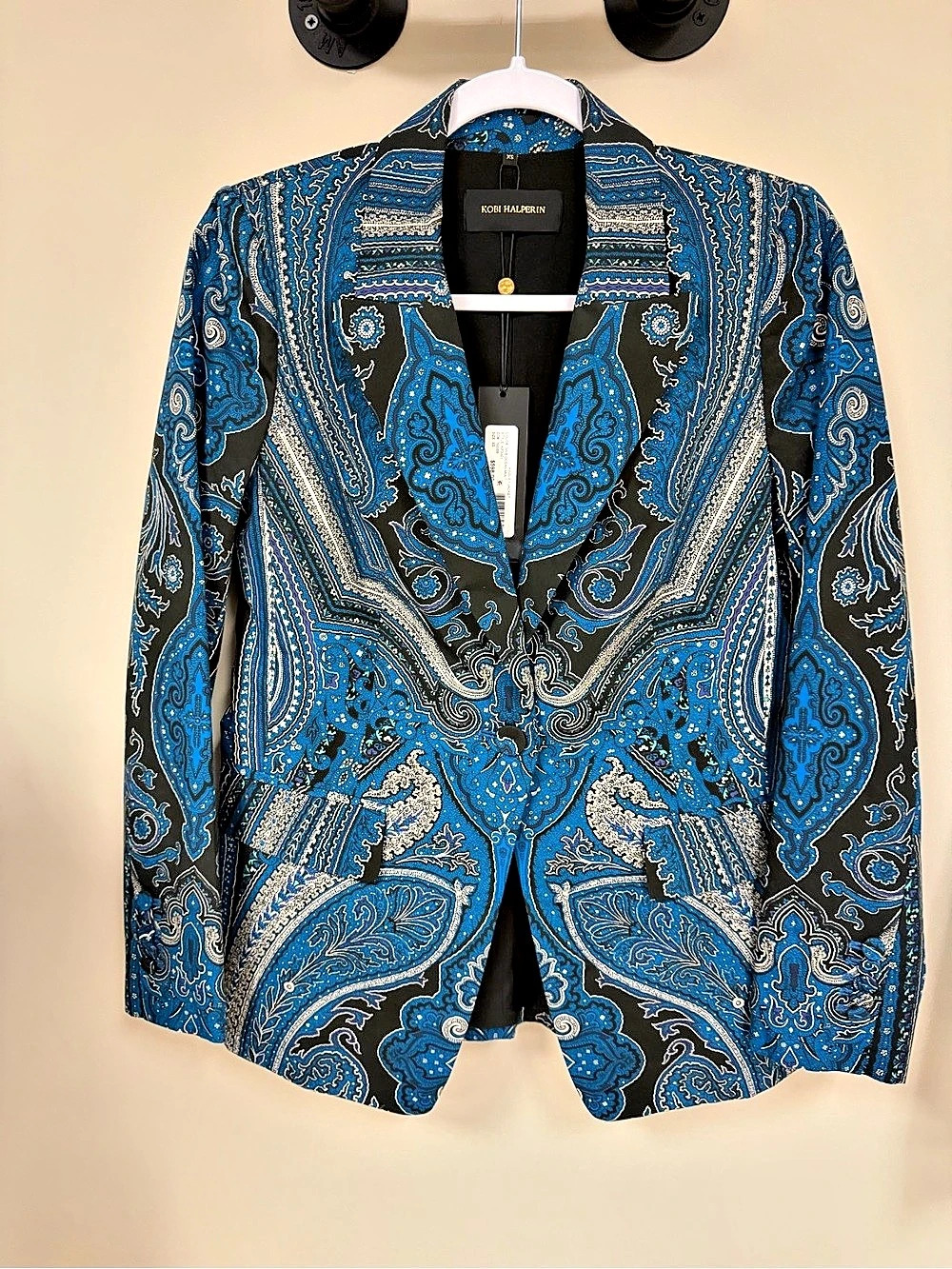 Kobi Halperin Kingsley Jacket Paisley Blazer in Blue & Black Size Xs NWT $598
